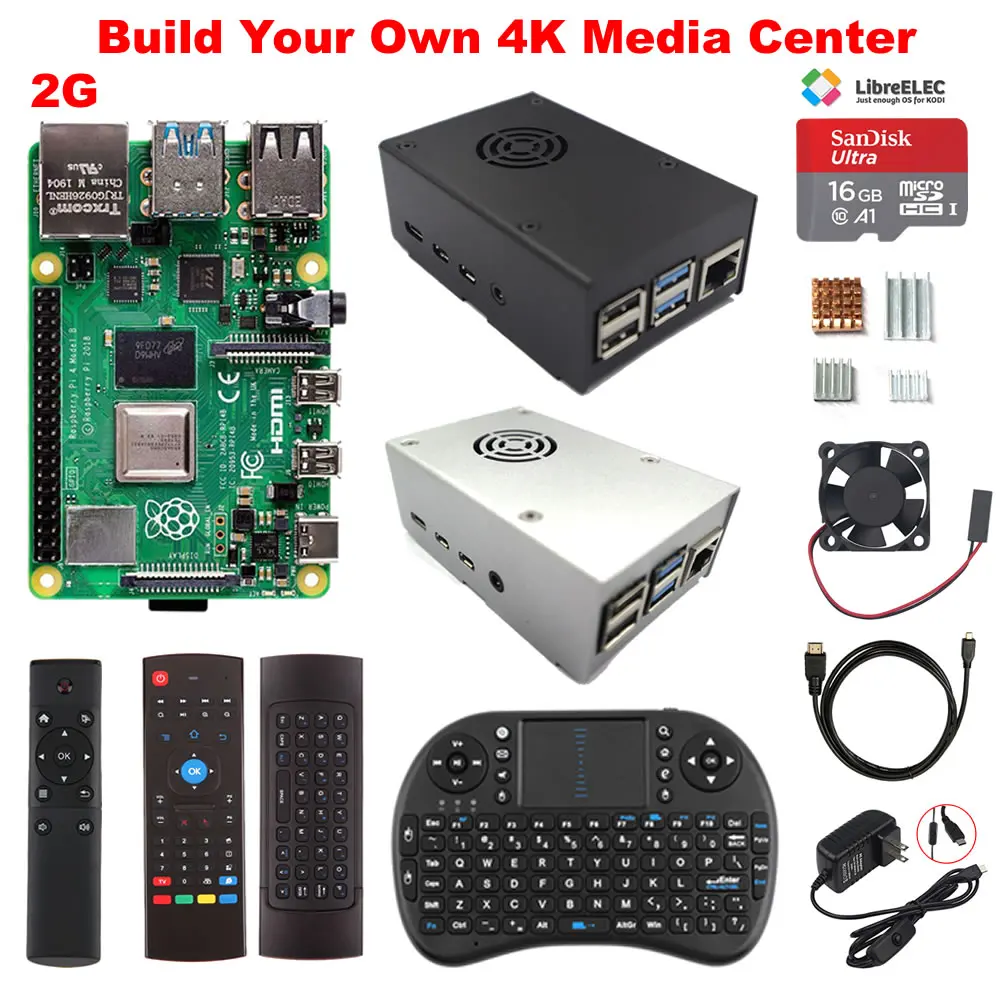 Multimedia Raspberry Pi Raspberry Pi 4 Kit de Centro Multimedia, modelo B, M4B01, 2G|Tablero de ...