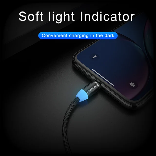 KEYSION LED Magnetic USB Cable Fast Charging Type C Cable Magnet Charger Data Charge Micro USB Cable Mobile Phone Cable USB Cord 4