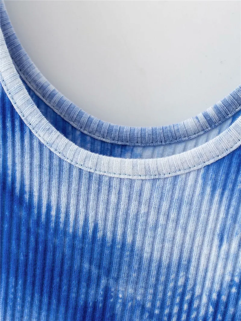 women fashion blue tie-dye print summer beach style bodysuit 2020 sexy lady bodycon sleeveless tops bodysuits femme neon bodysuit
