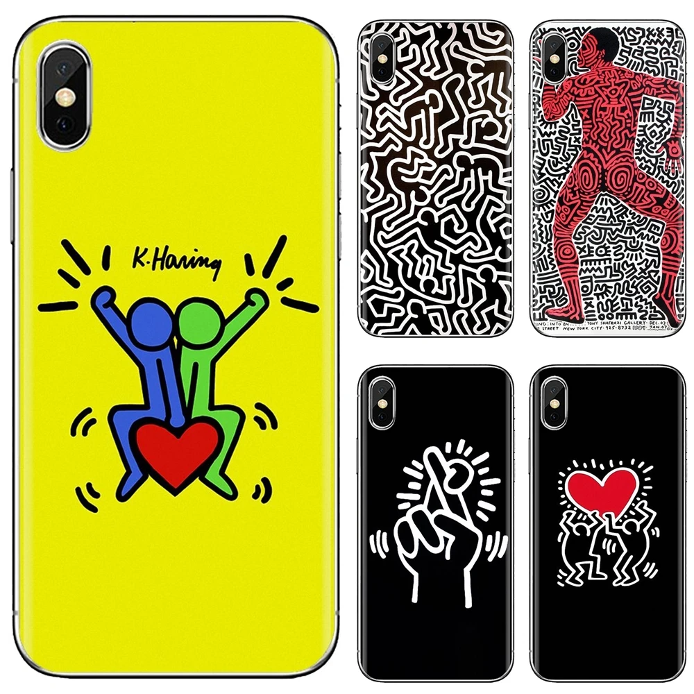 Мягкий кожаный чехол для Samsung Galaxy S7 S8 S9 S10E S20 FE Note 10 20 Edge Lite Plus Ultra Hot-Keith-C-Haring |