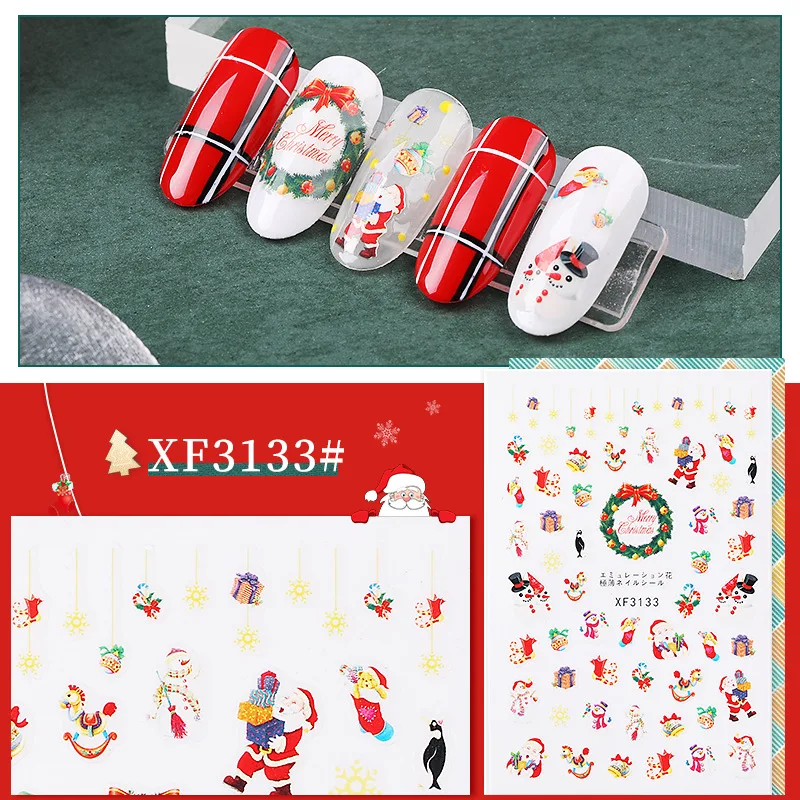 Kalvaro 1 шт. 3D дизайн Детские ногти художественная Наклейка Рождество против китайского Нового года наклейки на ногти фольга наклейки маникюр Советы - Цвет: XF3133