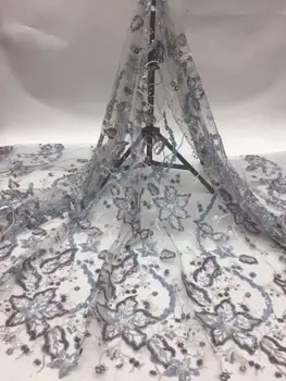 

French Net Lace Fabric JIANXI.C-186806 african lace fabric with sequins embroidery mesh nigerian tulle lace fabric