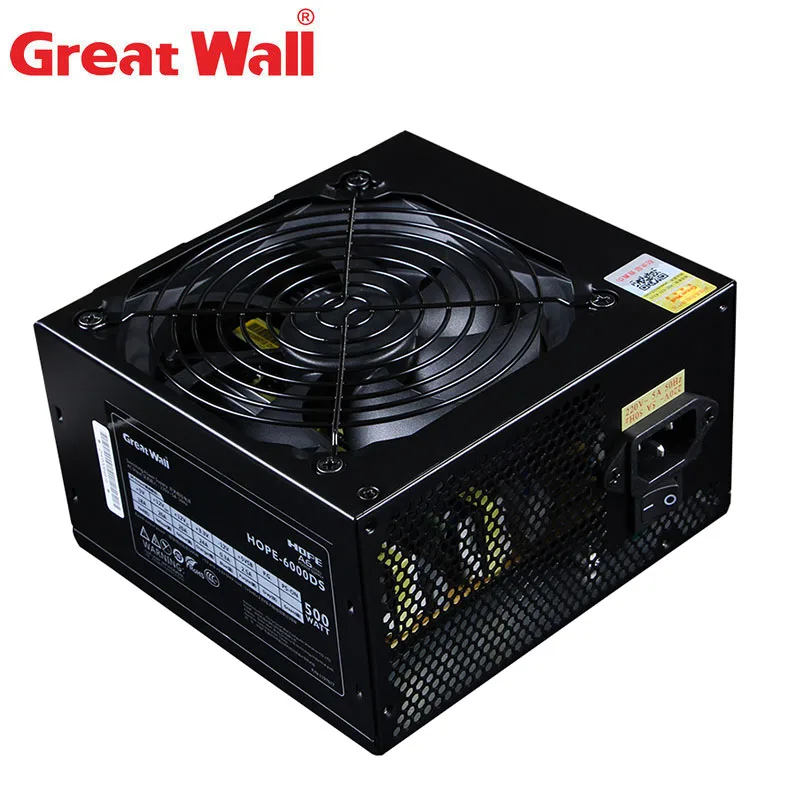 Great Wall 500 Вт блок питания 80 плюс источник ATX 12 В для ПК 120 мм вентилятор тихий