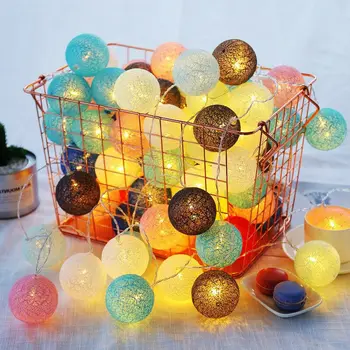 

1M 2M Cotton Ball Decorative LED Lights String Fairy Lights Battery Powered Christmas Wedding Patio Lights Garland Garden Decor