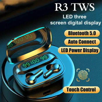 

R3 TWS Bluetooth Earphone Wireless Sport Earbuds 9D Noise reduction LED digital display Music Headphone Works on all smartphones