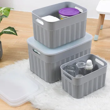 

1PC Cosmetic Storage Box with Lid Large Capacity Makeup Basket Japan Style Home Closet Clothes Bucket Finishing Toy Organizer