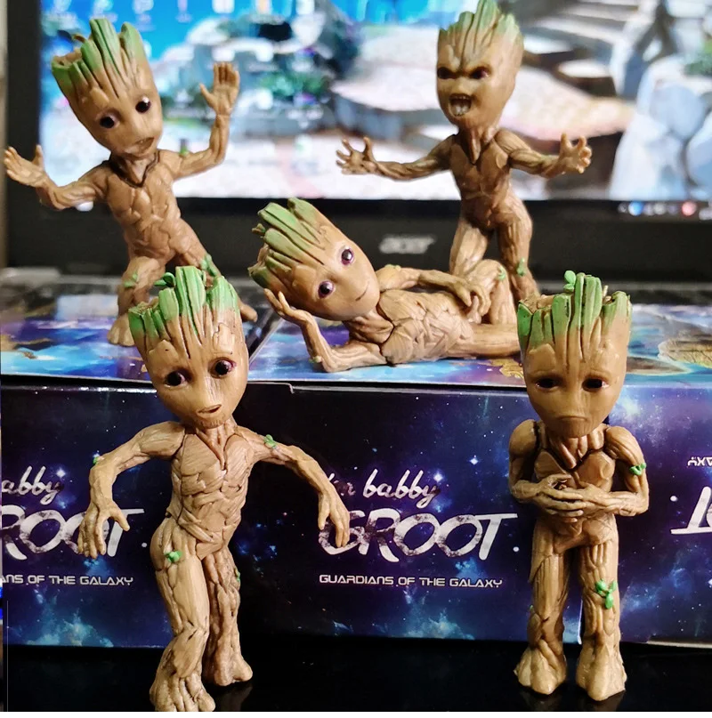 Strongwell Baby Groot фигурка дерево фигурка мужчины игрушка Marvel Groot фигурки детей милый подарок украшения дома аксессуары 1 комплект