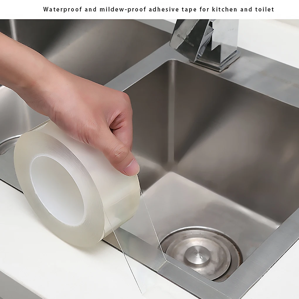 

Kitchen Sink Transparent Tape Waterproof Anti-Mildew Self-adhesive Bathroom Strip Pool Water Seal