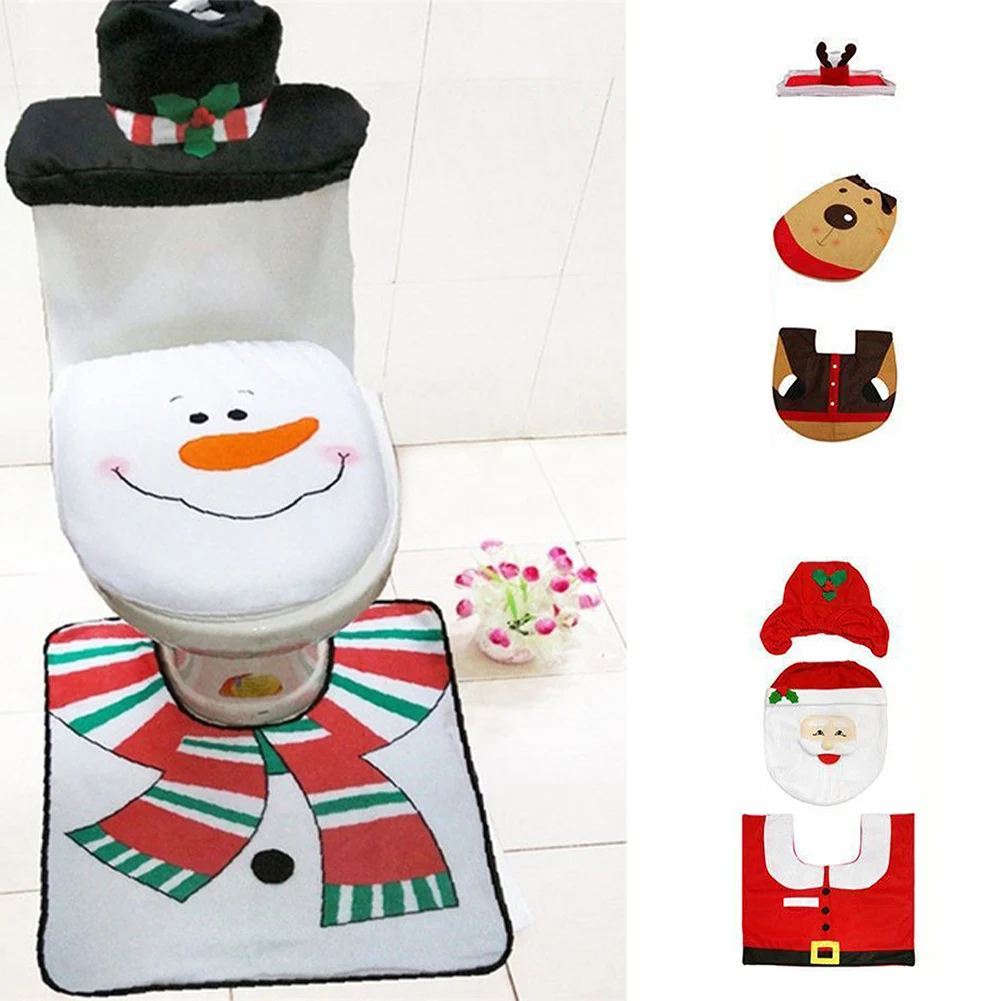 

Christmas Decorations For Home Bathroom Toilet Seat Cove Paper Rug Natal Christmas Ornaments Santa Claus Home Decoration