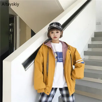 

Jackets Women Harajuku All-match Hooded Letter Printed Simple Lovely Ladies Korean Style Trendy High-quality 2020 Womens New