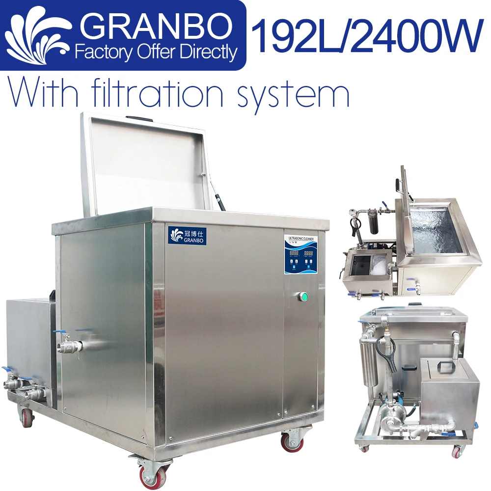 

Granbo Industrial Ultrasonic Engine Cleaner 190L 28/40khz for Car Parts Hardware Casting Washing Bath Filtration Tank Cleaning
