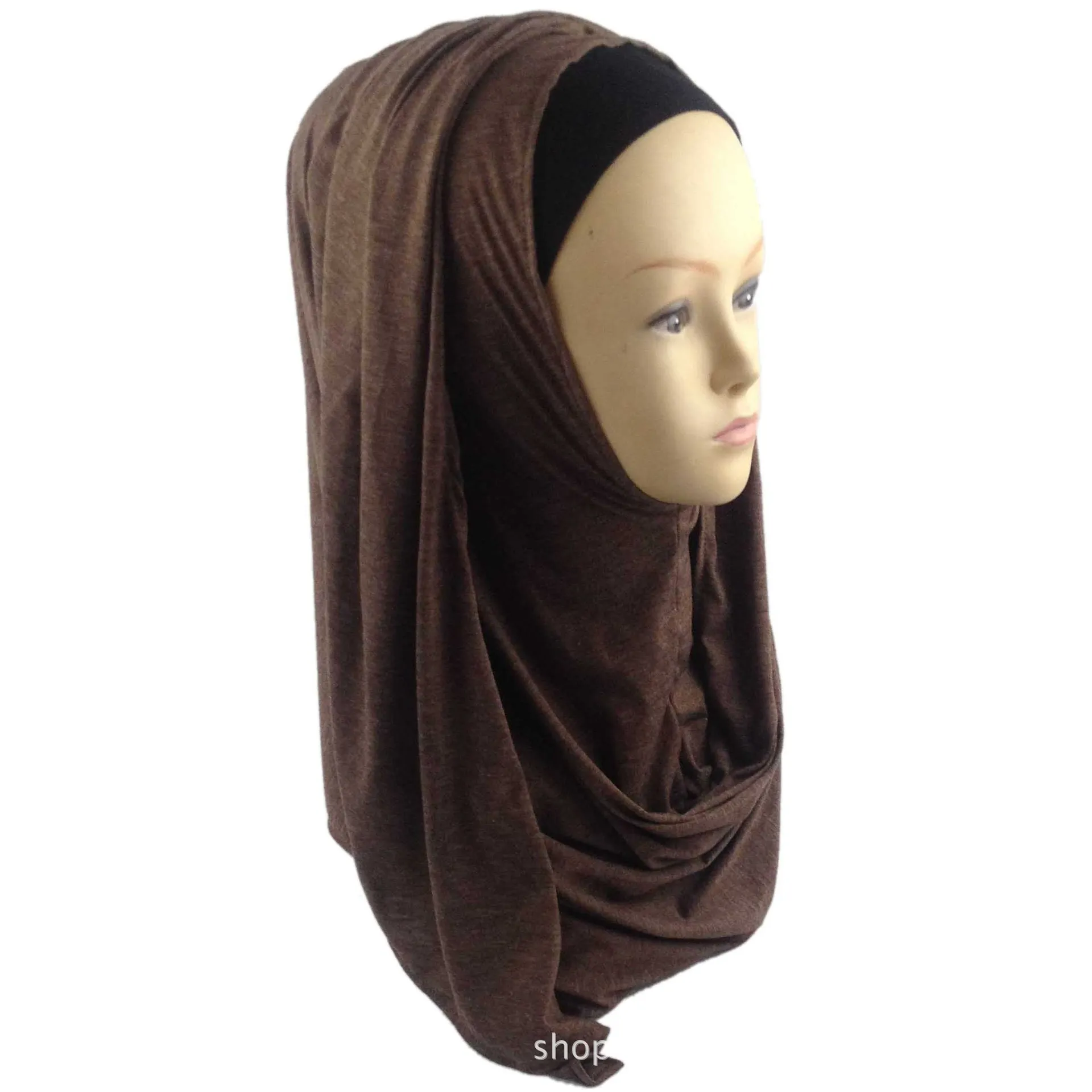 Muslim Lady Bag Headscarf Butterfly Semicircle Colored Cotton Scarf Europe And America Export Instant Headscarf Wholesale