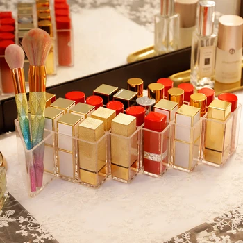 

28Grids Acrylic Cosmetic Holder Makeup Organiser Storage Rack Lipstick Display Stand Storage Box Case Make Up Holder 27x12x6.5cm