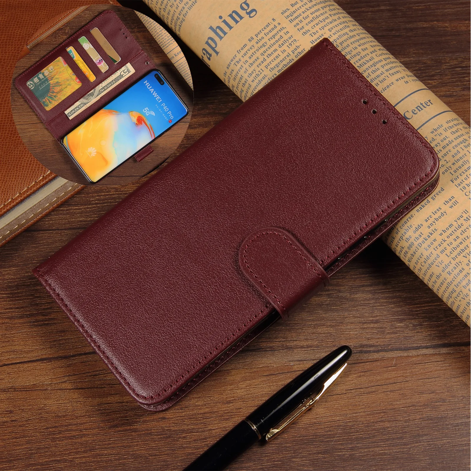 Кожаный чехол-книжка для Xiaomi Redmi Note 10 9 8 7 6 5 Pro 9S 9T 8T 4X Red MI 9A 9C 8A 7A 6A 5A 4A Plus | Мобильные