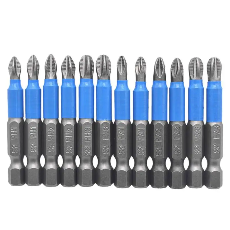 

12pcs Screwdriver Bits PZ1 PZ2 PH1 PH2 Magnetic Non Slip Steel Screw Driver Bit Practical Operation Simple Conveninently