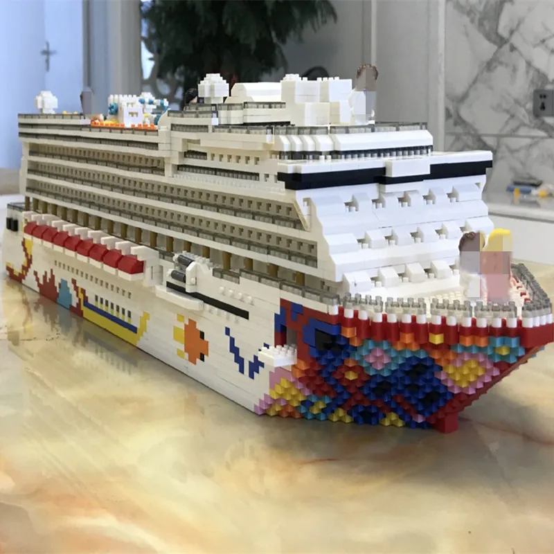 Luxury Cruise Liner Ship Big White Boat DIY Diamond Mini Building Micro Blocks Brick Assembled Toy Kids Gift RK7800