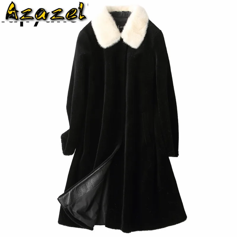 

Real Fur Coat Mink Fur Collar Wool Jacket Autumn Winter Coat Women Clothes 2020 Korean Vintage Sheep Shearling Suede Lining 3521