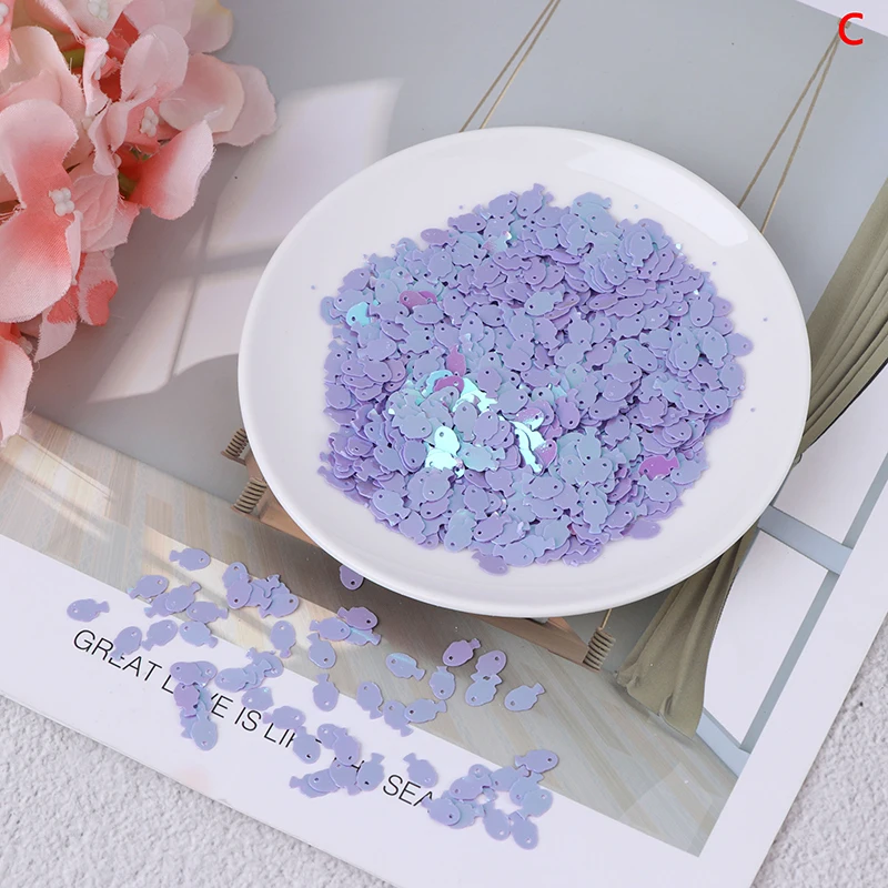 10 г/пакет красочные рыбки блестки DIY Slime материал блестки Lentejuelas фитинги для рукоделия ремесло бижутерия 6*8 мм