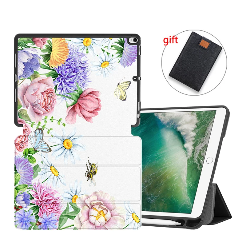 МТТ цветочный Чехол для iPad Pro 10,5 воздуха 3rd Gen 10,5 дюймов Мягкий ТПУ чехол-накладка из искусственной кожи с откидной крышкой с функцией подставки умной держатель для карандашей - Цвет: IPBC17