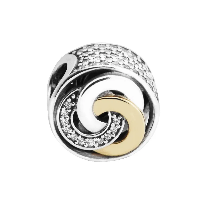 

Interlinked Circles Clear CZ Beads for Silver 925 Original Charms Bracelets Women Jewelry Golden Shine Beads for Jewelry Making