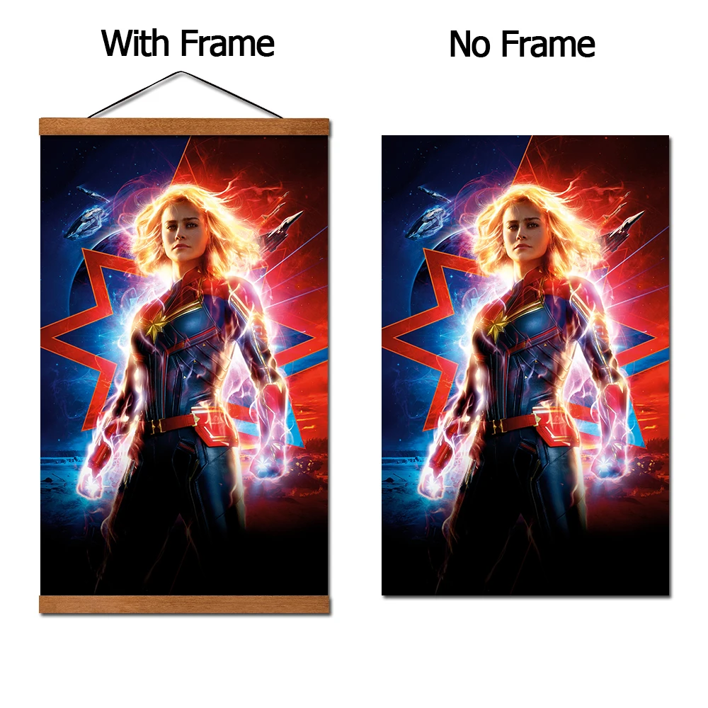 Капитан плакаты с героями вселенной «Марвел» и принтами Висячие свитки холст живопись с магнитной твердой древесины стены искусства готовы повесить