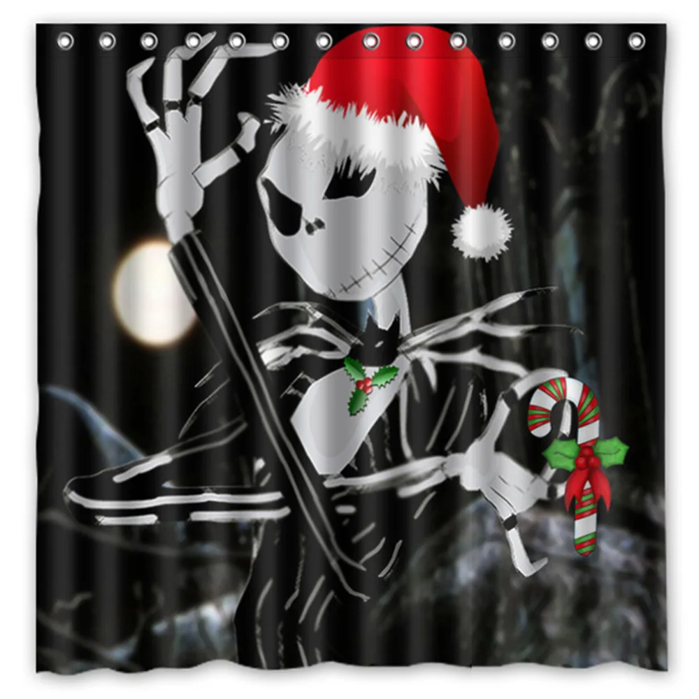Jack Skellington Printing Waterproof Shower Curtain Mildewproof Polyester Fabric Bath Curtains 72x72inch With 12 Hooks