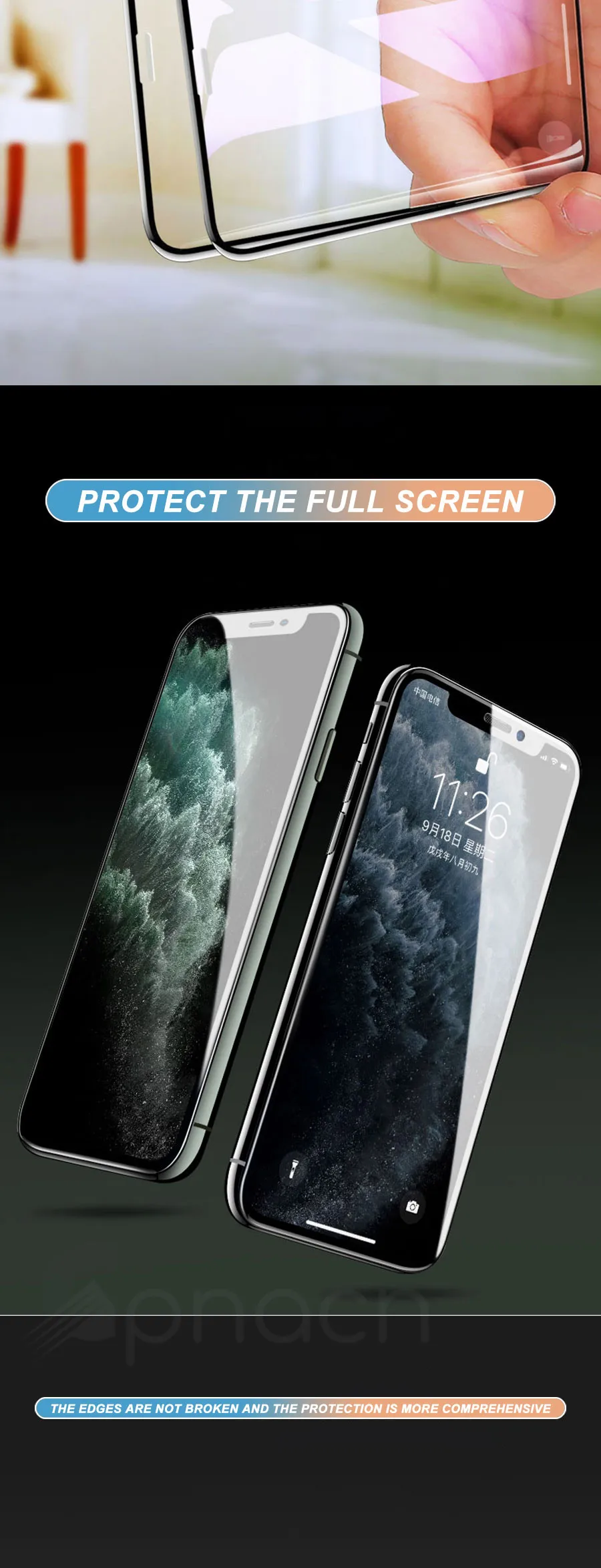 100D закаленное стекло для iPhone X 7 8 6 6S Plus защита экрана полное покрытие защитное стекло iPhone XR XS 11 Pro Max пленка