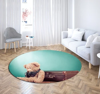 

Kids Bedroom Decor Carpet 3D Teddy Print Cartoon Doll Area Rugs Hallway Mats Welcome Entrance Doormats Chair Computer Round Mats