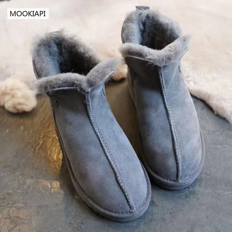 Австралии наивысшего качества; женские сапоги на снежную погоду, из настоящей овчины, Натуральная шерсть, короткая женская обувь
