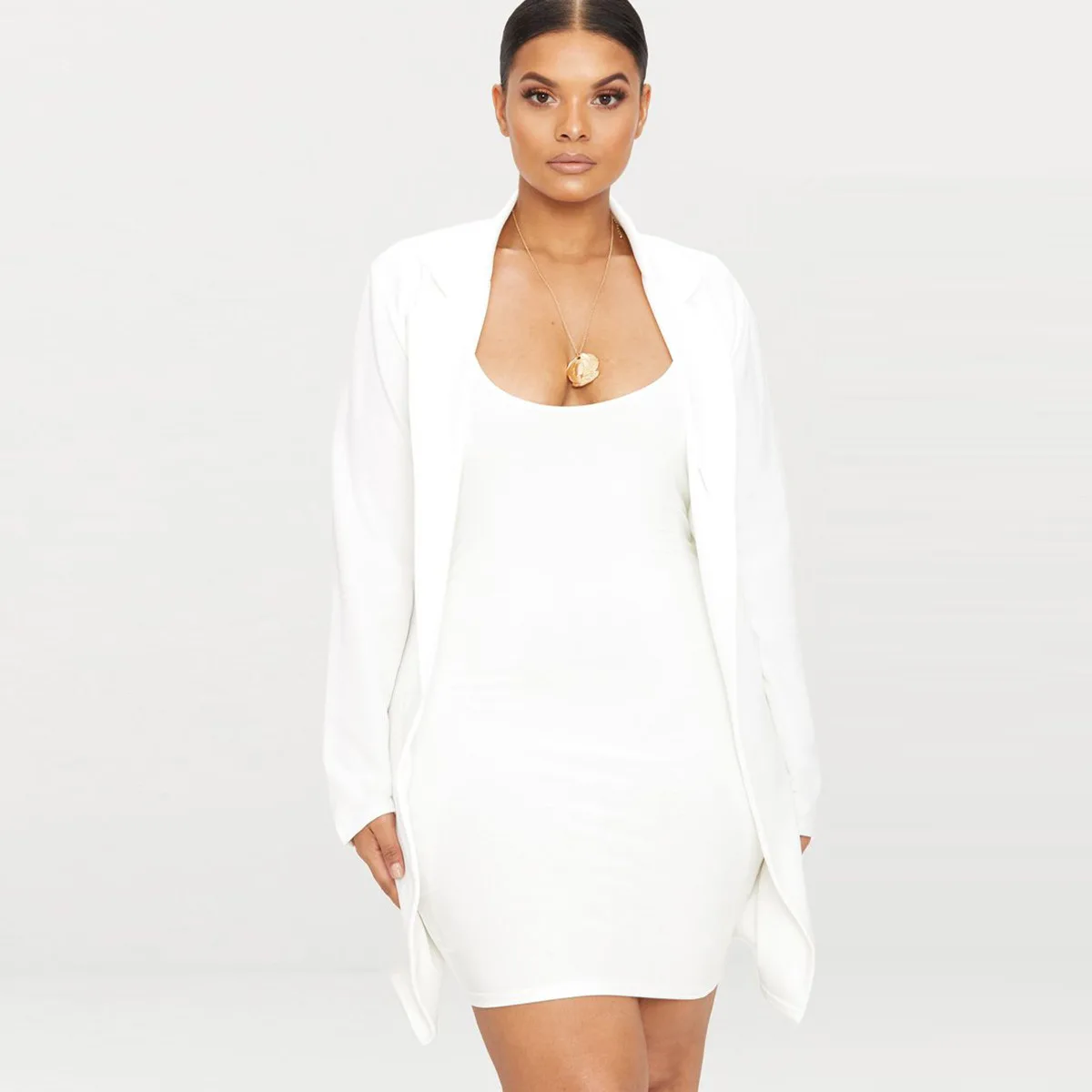 

Kisilk Simple Solid Color Commuting Ol Wind Suit Collar Cardigan Non-Button Long Sleeve Large Size Suit Jacket Women's