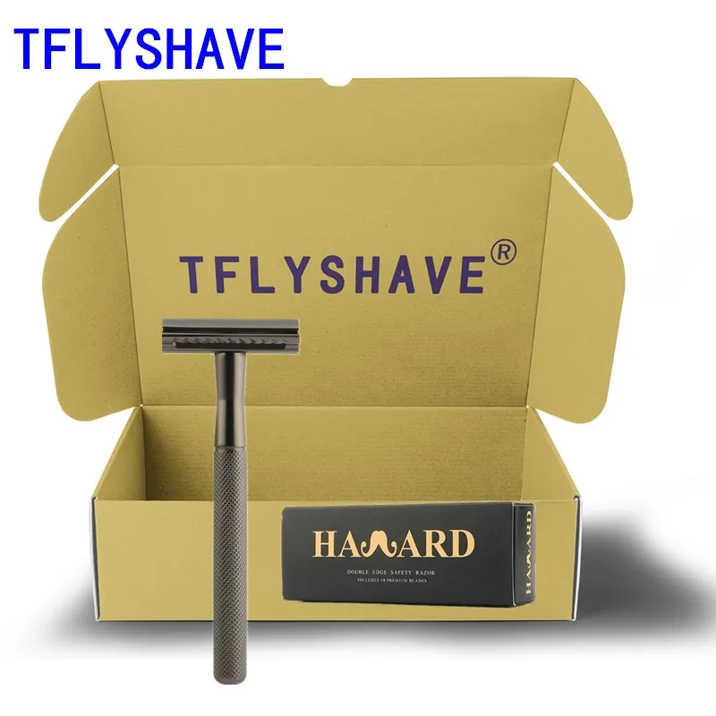 

TFLYSHAVE Razor Men's Double Edge Razor Safety Zinc Alloy Manual Shaving Razor Chrome Silver Women Hair Removal Shaver 10 Blades
