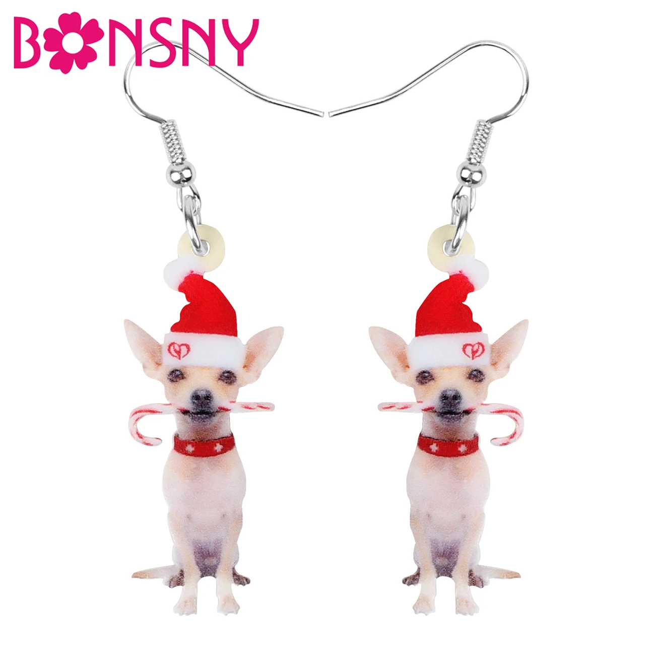 Bonsny Акриловая Рождественская шляпа чихуахуа собака конфеты трость