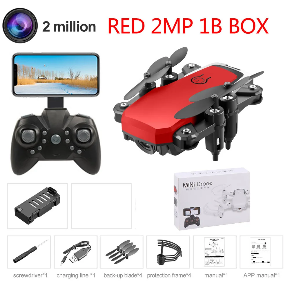 LF606 мини-Дрон с камерой 4k Hd складные дроны один ключ возврат Fpv Квадрокоптер следуем за мной Rc вертолет детские игрушки - Цвет: red 2MP 1B