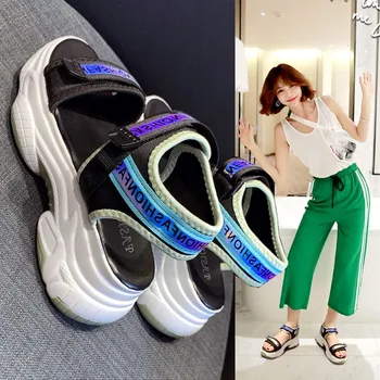 

Fashion Peep Toe Wedge Beach Sports Sandalen Rubber Wedges Sandals for Women Shoes Summer Platform Women Roman Holiday Shoes New