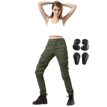 

2019 Women Motorcycle Riding Jeans Motorbike Trousers Motocross Racing Cycling Protective Pants With 4 X Upgrade Knee Hip Pads