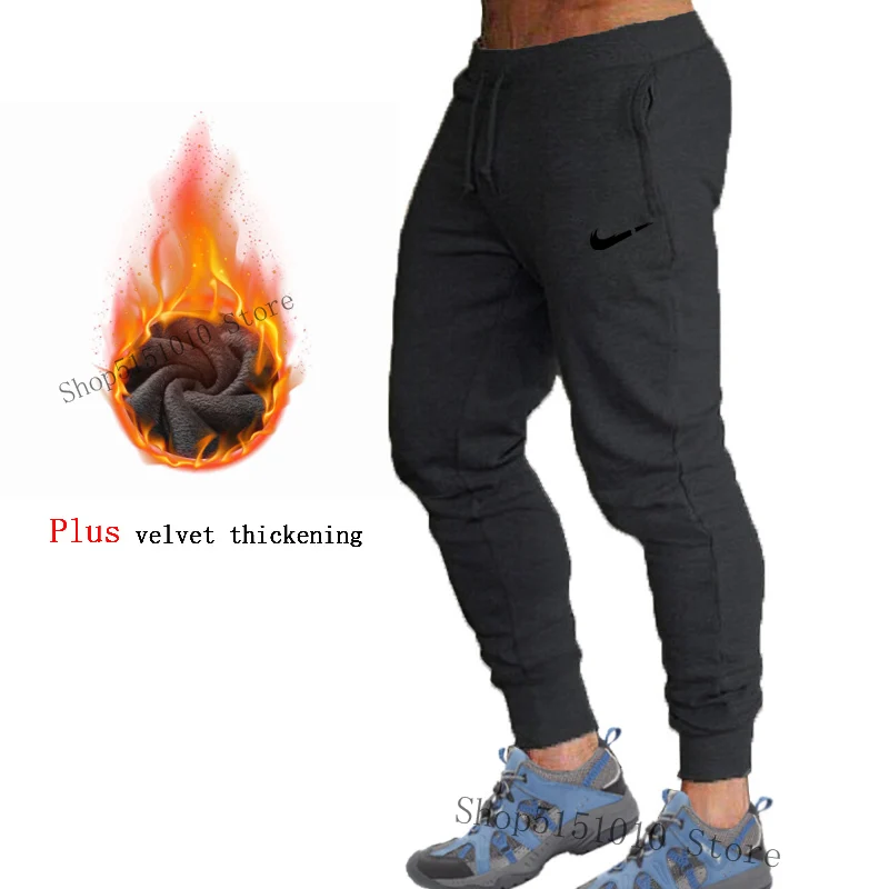 Зимние теплые мужские штаны для бега тренировочные штаны для спортзала спортивная одежда плюс бархатные утепленные тренировочные штаны для пробежек спортивные штаны - Цвет: Photo color
