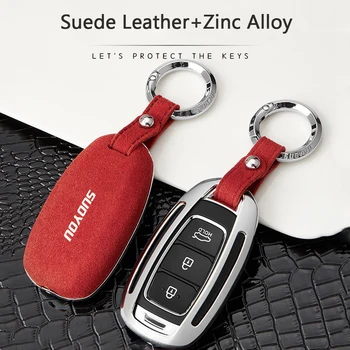 

3 Button Suede Leather Car Remote Key Fob Shell Cover Case For Hyundai Solaris Azera Grandeur Ig Accent Fe Palisade 2017 2018