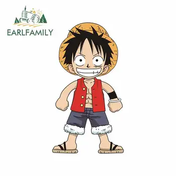 

EARLFAMILY 13cm x 7.2cm for One Piece Child Luffy Scratch-proof Car Stickers Custom Printing Waterproof Bumper Vehicle VAN Decal