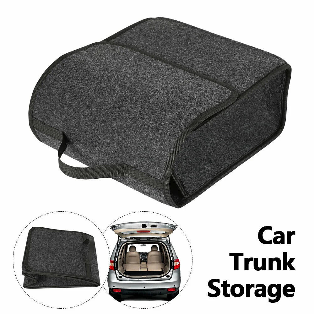 

1pc Durable Car Auto Gray Folding Premium Woolen Felt Organizers Storage Box Car internal Bags 30*16*29cm
