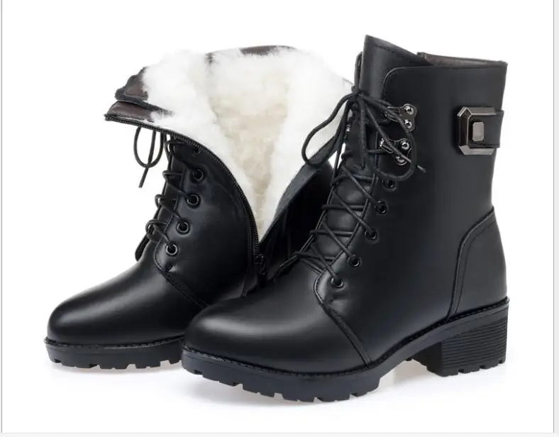 

Fashion Autumn Winter Boots Women Genuine Leather New Keep Warm Non-slip Ladies Ankle Boots Snow Boots Women shoes Large size
