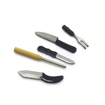 

1:12 Scale Dollhouse Miniature 5pcs Mini Kitchen Knives Tableware Model Play Toy