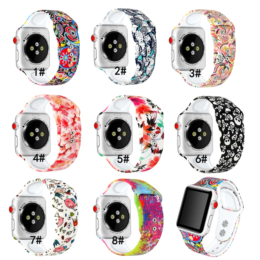Мультяшный спортивный силиконовый ремешок для Apple Watch band Case 38 42 40 44 мм i watch series 4 3