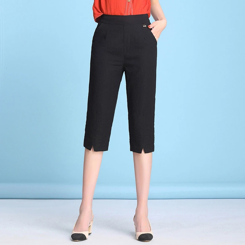 Casual Capri Pants Women's Summer Breeches Cotton and Linen Calf Length  Trousers Loose Large Size Harem Pants for Female|Pants \u0026 Capris| -  AliExpress