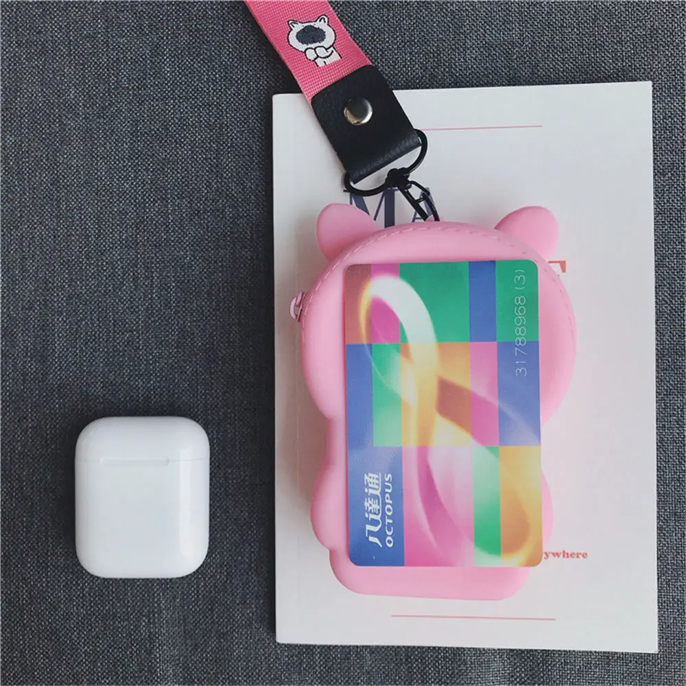 Q UNCLE Розовый Свинья медведь чехол для наушников для Apple Airpods сумки для гарнитур силиконовый шнур для наушников сумка для хранения Мода милый ключ посылка