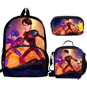 

3pcs/set School Bags For Teen Girls&boys School Backpack Cartoon Trollhunters Pattern Bookbag Lovely Satchel
