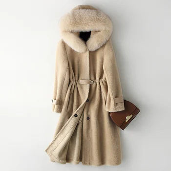 

Sheep Shearling Fur Autumn Winter Jacket Women Clothes 2020 Korean Vintage Wool Coat Fox Fur Cllar Outwear Women Tops ZT2393