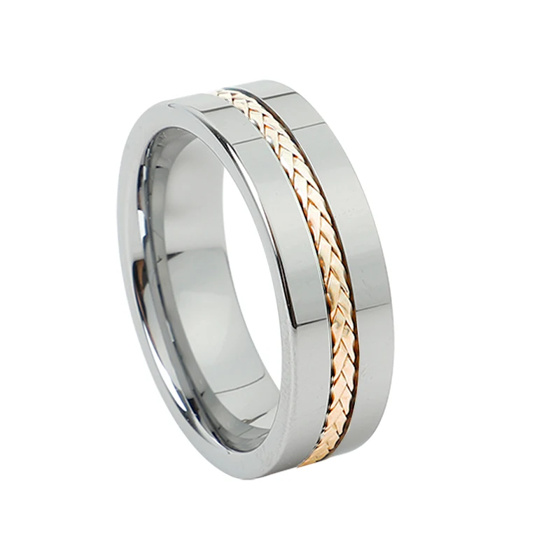 8 мм, на заказ, настоящее, 14 к, розовое золото, солома, твист, мужское вольфрамовое кольцо, модное ювелирное изделие, обручальное кольцо, пара колец для женщин