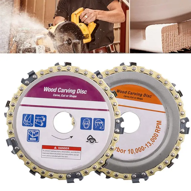 

4 Inch Wood Carving Disc Woodworking Chain Grinding Saw Plate Wheel Tool for Angle Grinder