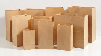 

50pcs Handle Brown Kraft Paper Gift Bags Wedding Candy Packaging Recyclable Jewelry Food Bread Shopping Party Bags For Boutique