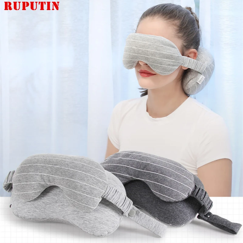 

New 2 in 1 Business Travel Eye Mask Neck Pillow With Handle Portable U-shaped Pillow Eye Shield Comfortable Travel Accessories